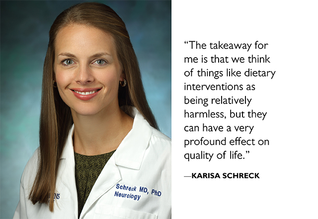 “The takeaway for me is that we think of things like dietary interventions as being relatively harmless, but they can have a very profound effect on quality of life.” Karisa Schreck